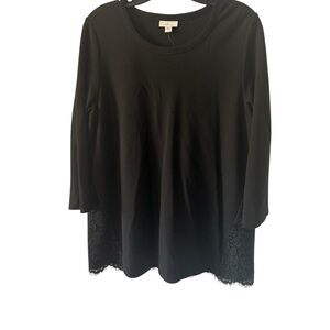 J.Jill Elegant Black Lace Trim Top NWT size M